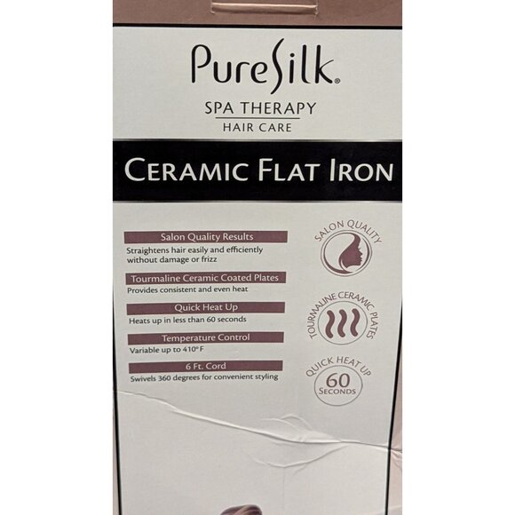 Pure Silk Ceramic Flat Iron Spa Therapy Hair Care Tourmaline - Picture 3 of 5